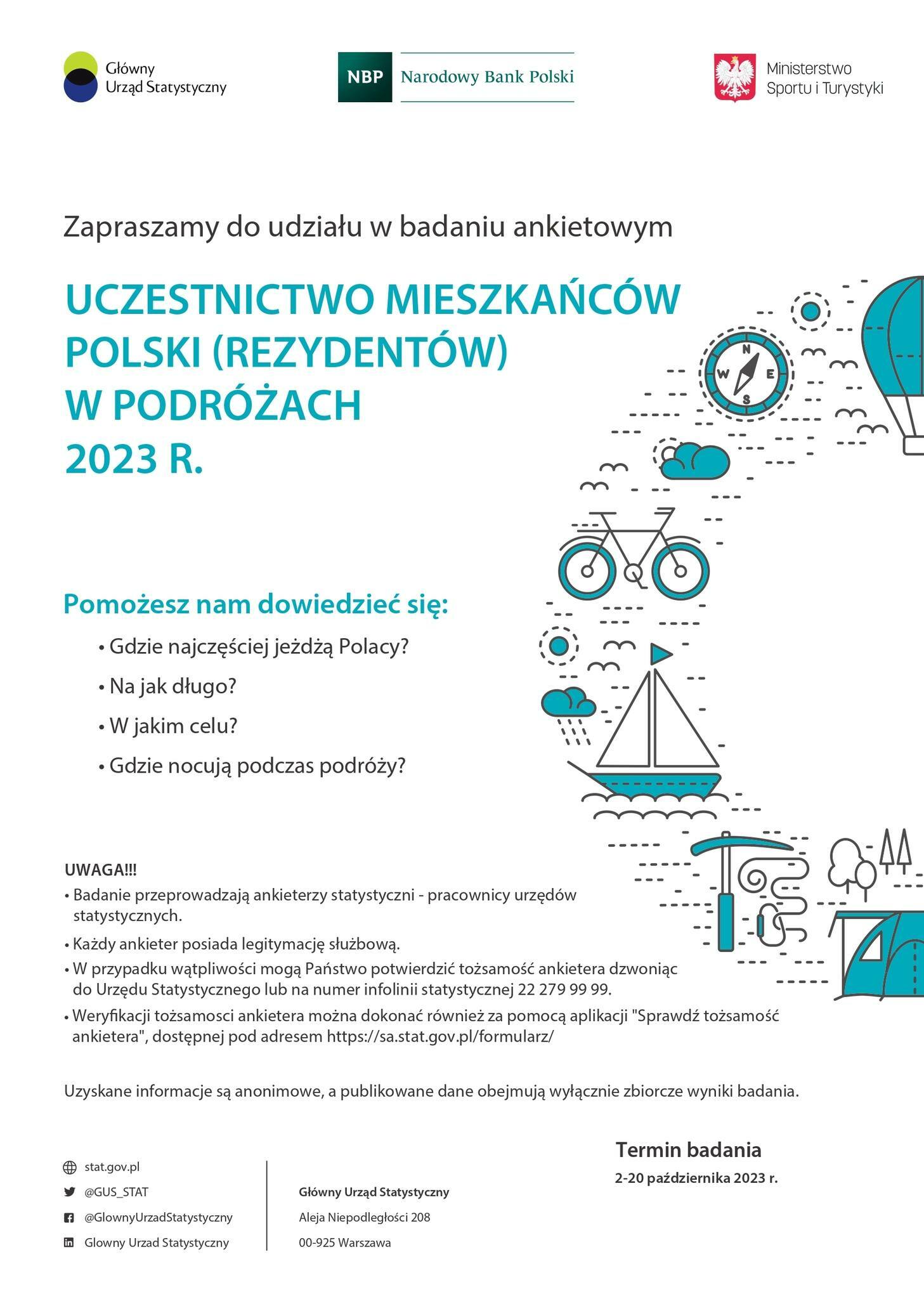 badanie ankietowe - uczestnictwo mieszkańców Polski w podróżach